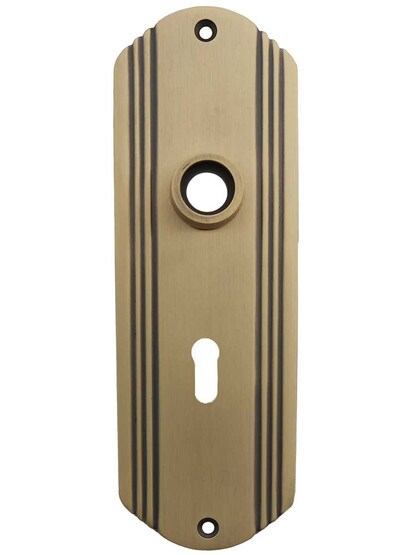 Streamline Deco Forged Brass Back Plate With Keyhole in Antique Brass.